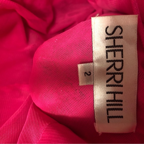 Sherri Hill Neon Pink Beaded Dress - Picture 5 of 5